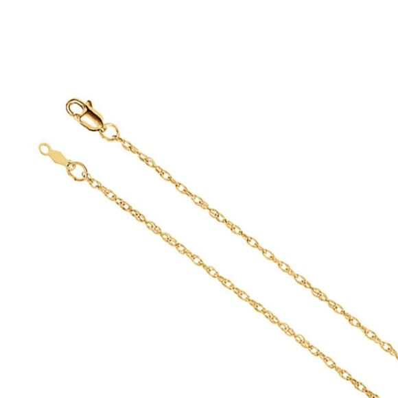 1.5mm, 14k Yellow Gold Solid Loose Rope Chain Necklace, 24 Inch - Picture 1 of 4